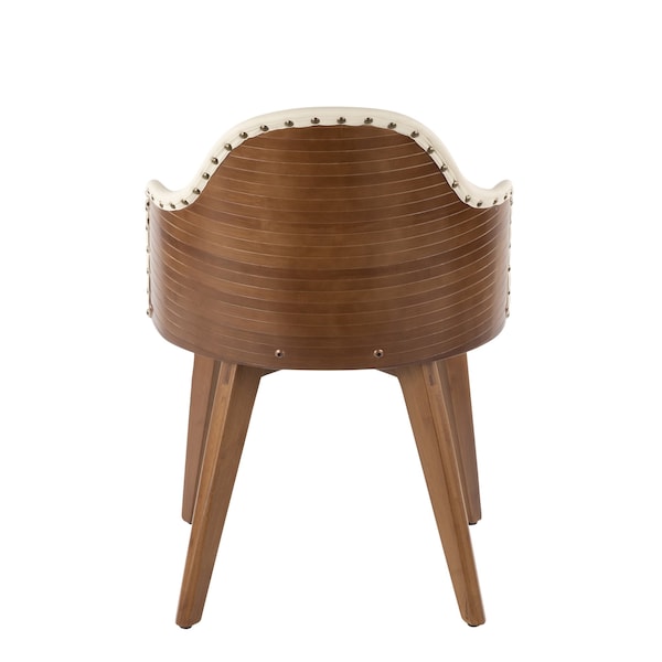 Lumisource Ahoy Chair in Walnut and Cream Faux Leather - CH-AHOY WL+CR