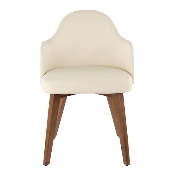 Lumisource Ahoy Chair in Walnut and Cream Faux Leather - CH-AHOY WL+CR
