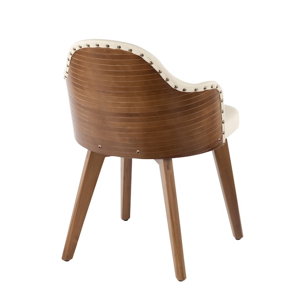 Lumisource Ahoy Chair in Walnut and Cream Faux Leather - CH-AHOY WL+CR