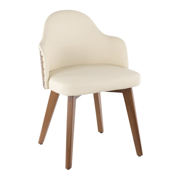 Lumisource Ahoy Chair in Walnut and Cream Faux Leather - CH-AHOY WL+CR