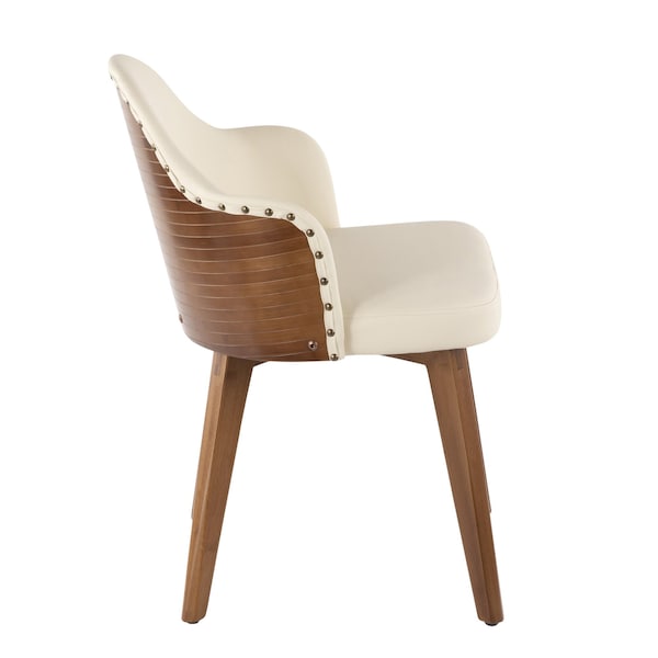 Lumisource Ahoy Chair in Walnut and Cream Faux Leather - CH-AHOY WL+CR