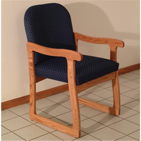 Wooden Mallet Prairie Guest Chair in Medium Oak - Arch Blue - DW7-1MOAB