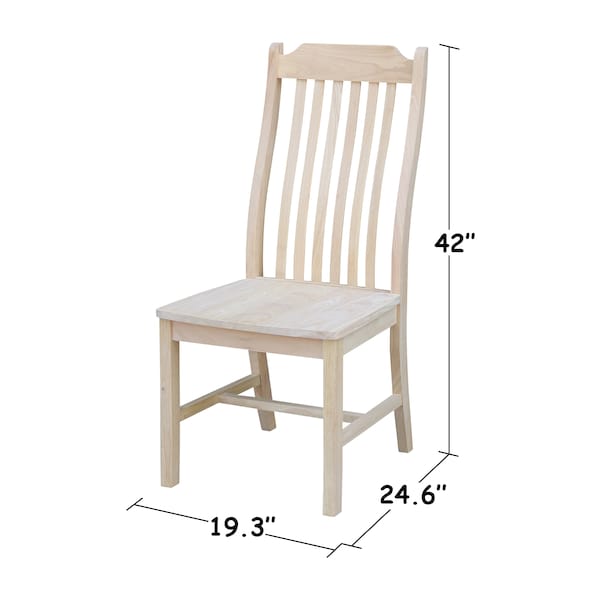 International Concepts Set of 2 Steambent Mission Chairs, Unfinished - C-34P