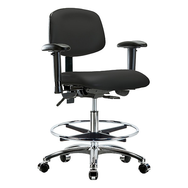 Zoro Select Medium Bench Chair Ergonomic Chair, Adjustable Arms, 21-1/2" to 29" Height, Vinyl, Black - BR-VMBCH-CR-T0-A1-CF-CC-8540