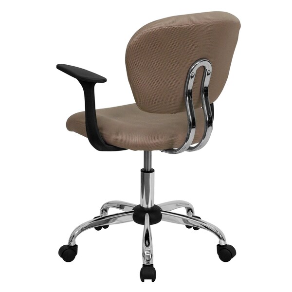 Flash Furniture Mesh Task Chair, 17-1/4" to 21", Fixed Arms, Coffee Brown - H-2376-F-COF-ARMS-GG