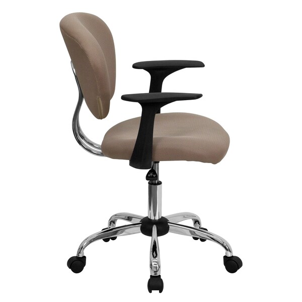 Flash Furniture Mesh Task Chair, 17-1/4" to 21", Fixed Arms, Coffee Brown - H-2376-F-COF-ARMS-GG