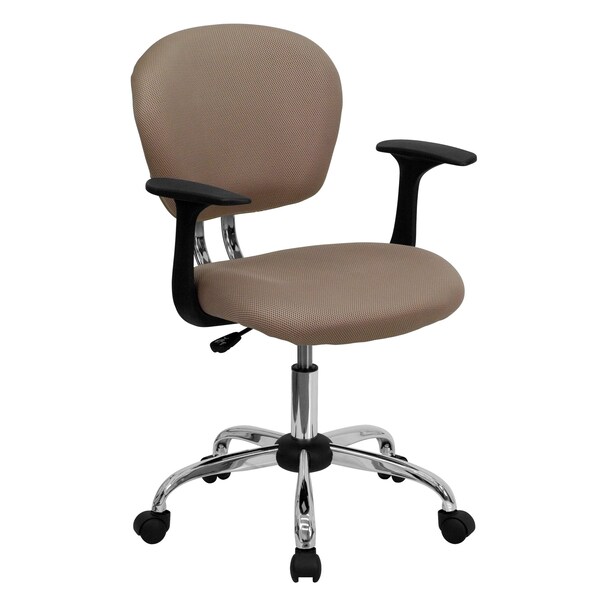 Flash Furniture Mesh Task Chair, 17-1/4" to 21", Fixed Arms, Coffee Brown - H-2376-F-COF-ARMS-GG