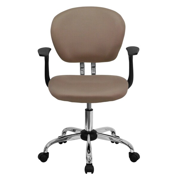 Flash Furniture Mesh Task Chair, 17-1/4" to 21", Fixed Arms, Coffee Brown - H-2376-F-COF-ARMS-GG