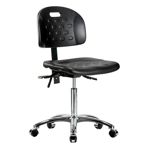 Zoro Select Medium Bench Chair Ergonomic Chair, No Arms, 20-1/2" to 28" Height, Vinyl, Black - BR-HPMBCH-CR-T1-A0-NF-CC-BLK