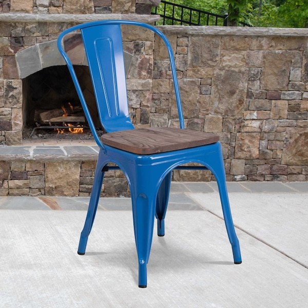 Flash Furniture Metal Stack Chair, Blue - CH-31230-BL-WD-GG