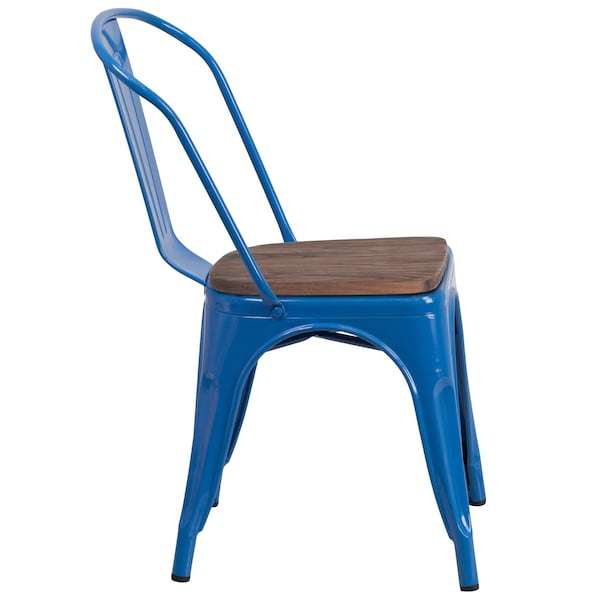 Flash Furniture Metal Stack Chair, Blue - CH-31230-BL-WD-GG