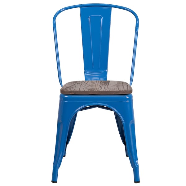 Flash Furniture Metal Stack Chair, Blue - CH-31230-BL-WD-GG