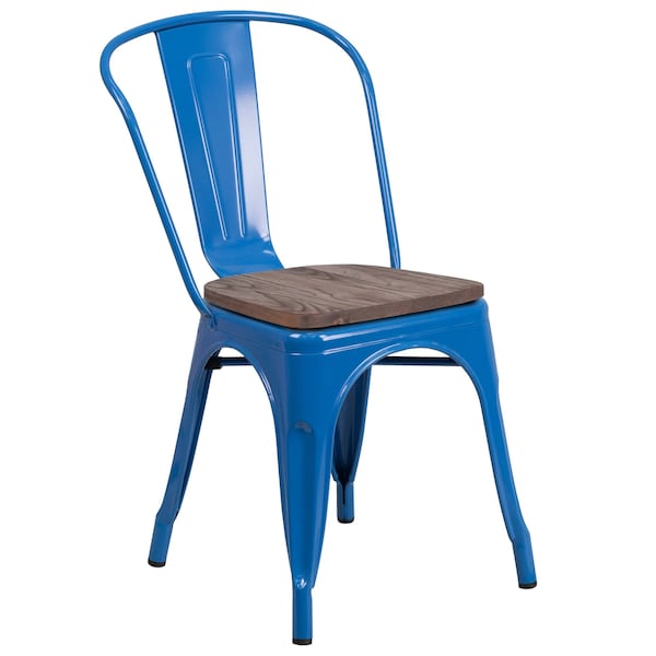 Flash Furniture Metal Stack Chair, Blue - CH-31230-BL-WD-GG
