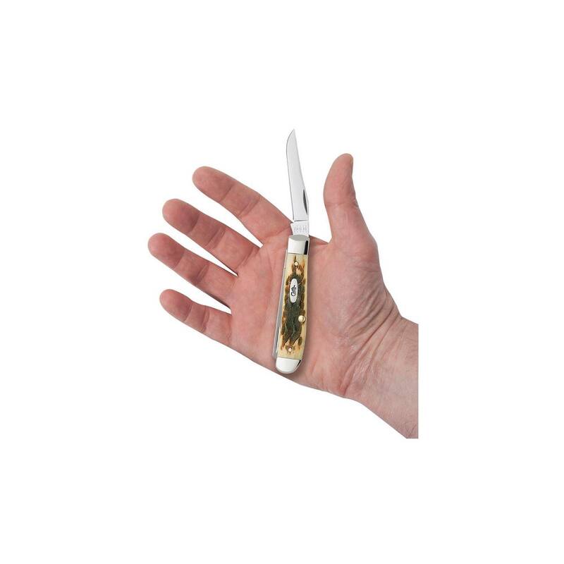 W. R. Case & Sons Cutlery Co Amber Bone Peach Seed Jig Mini Trapper Pocket Knife - FI00013