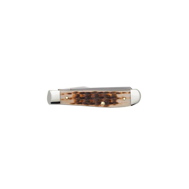 W. R. Case & Sons Cutlery Co Amber Bone Peach Seed Jig Mini Trapper Pocket Knife - FI00013