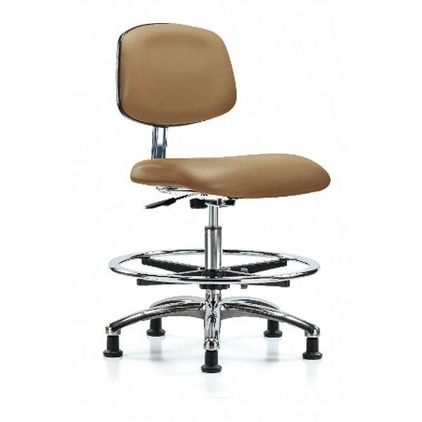 Blue Ridge Ergonomics Clean Room Chair Med Ben Chair, Vin, Chrm, CF, Gld, Taupe, CL10, 22" to 29" Height, Vinyl, Taupe - BR-CLR-VMBCH-CR-CF-RG-8584