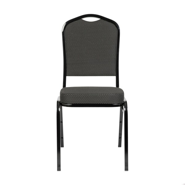 Flash Furniture HERCULES Series Crown Back Stacking Banquet Chair in Black Dot Patterned Fabric - Black Frame - FD-C01-B-S076-GG
