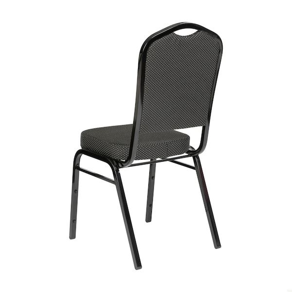Flash Furniture HERCULES Series Crown Back Stacking Banquet Chair in Black Dot Patterned Fabric - Black Frame - FD-C01-B-S076-GG