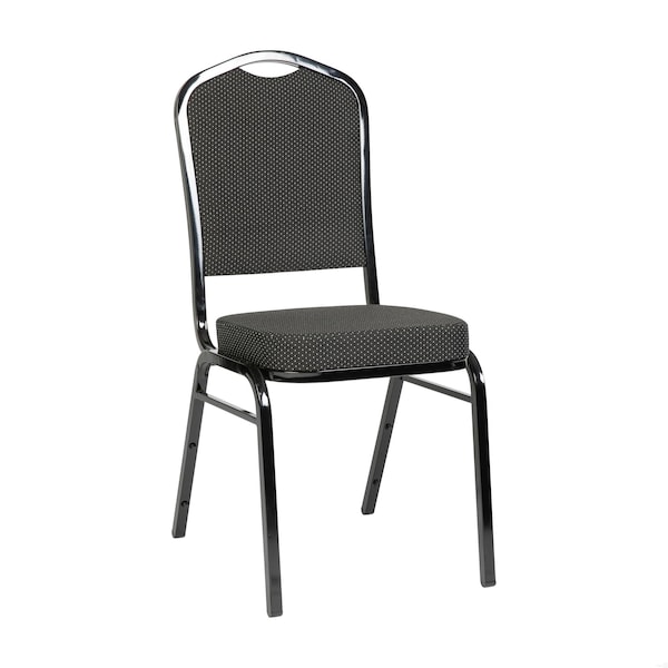 Flash Furniture HERCULES Series Crown Back Stacking Banquet Chair in Black Dot Patterned Fabric - Black Frame - FD-C01-B-S076-GG