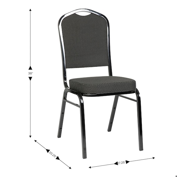 Flash Furniture HERCULES Series Crown Back Stacking Banquet Chair in Black Dot Patterned Fabric - Black Frame - FD-C01-B-S076-GG