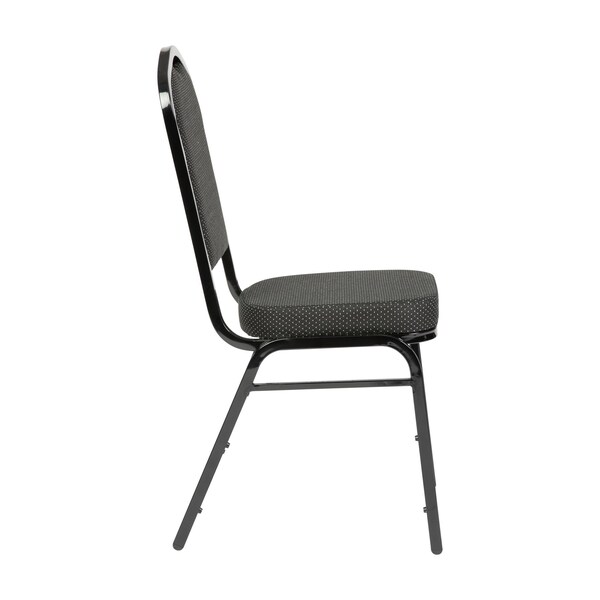 Flash Furniture HERCULES Series Crown Back Stacking Banquet Chair in Black Dot Patterned Fabric - Black Frame - FD-C01-B-S076-GG