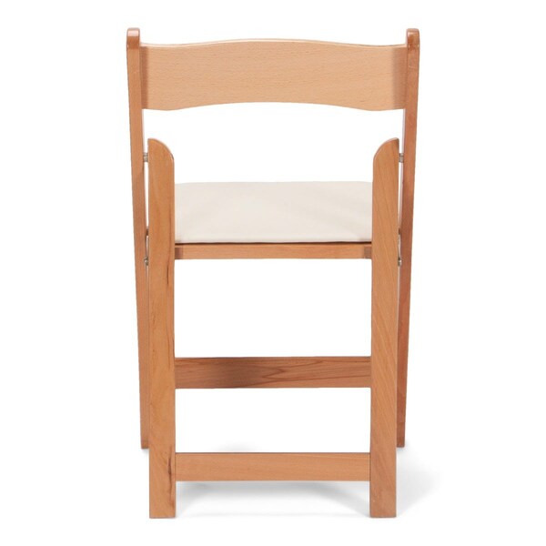 Atlas Commercial Products Wood Folding Chair, Natural with Ivory Pad - WFC5NTIC