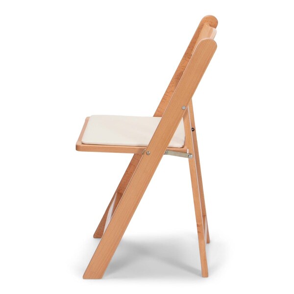 Atlas Commercial Products Wood Folding Chair, Natural with Ivory Pad - WFC5NTIC