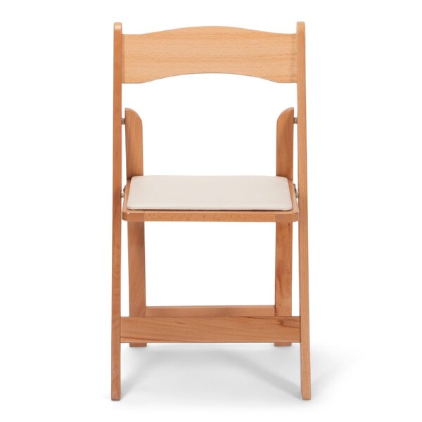 Atlas Commercial Products Wood Folding Chair, Natural with Ivory Pad - WFC5NTIC