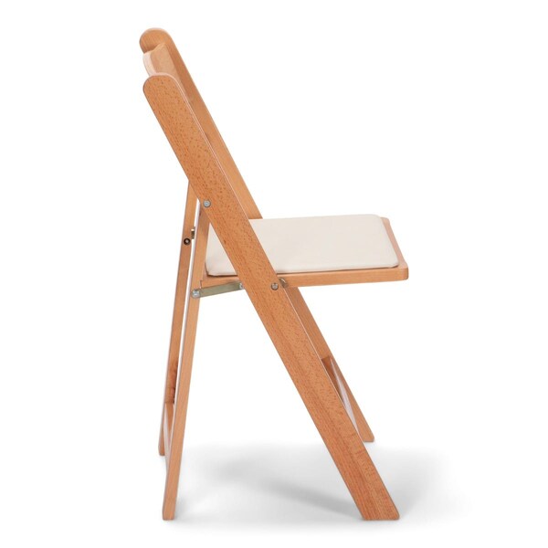 Atlas Commercial Products Wood Folding Chair, Natural with Ivory Pad - WFC5NTIC