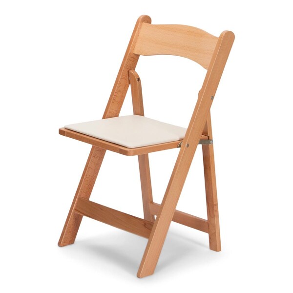 Atlas Commercial Products Wood Folding Chair, Natural with Ivory Pad - WFC5NTIC