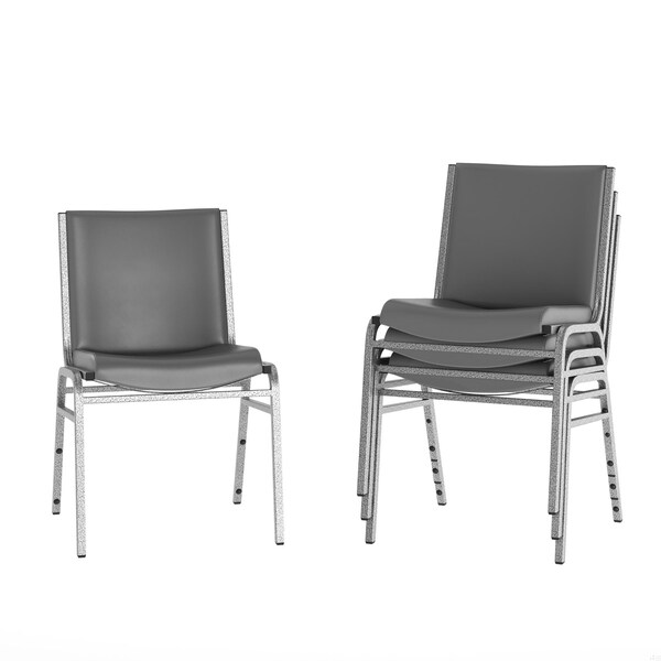 Flash Furniture HERCULES Heavy Duty Gray Vinyl Stack Chairs, 4PK - 4-XU-60153-GRY-VYL-GG