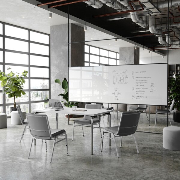 Flash Furniture HERCULES Heavy Duty Gray Vinyl Stack Chairs, 4PK - 4-XU-60153-GRY-VYL-GG