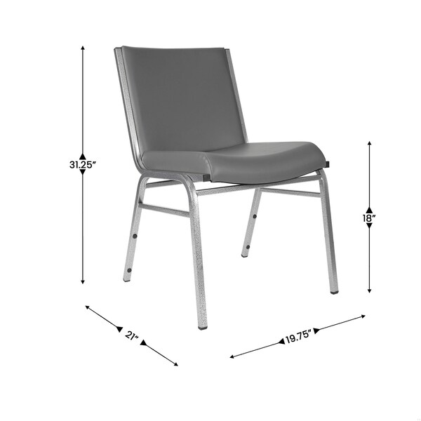 Flash Furniture HERCULES Heavy Duty Gray Vinyl Stack Chairs, 4PK - 4-XU-60153-GRY-VYL-GG