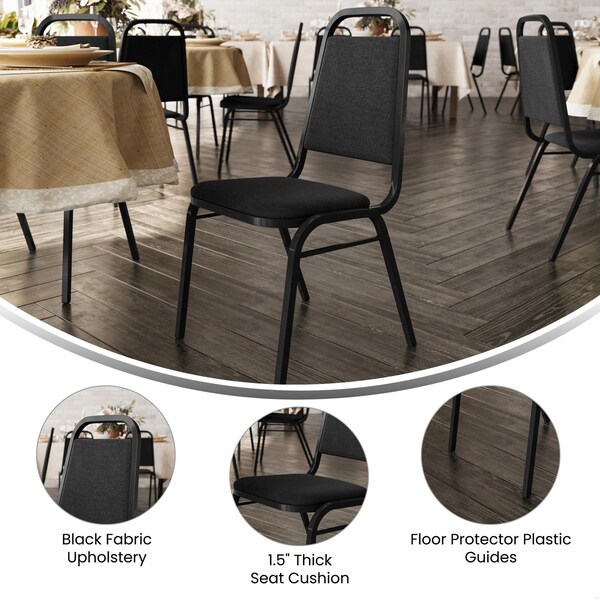 Flash Furniture HERCULES Series Trapezoidal Back Stacking Banquet Chair in Black Fabric - Black Frame - FD-BHF-2-BK-BK-GG