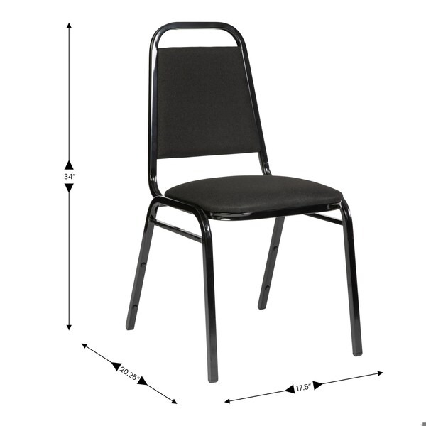 Flash Furniture HERCULES Series Trapezoidal Back Stacking Banquet Chair in Black Fabric - Black Frame - FD-BHF-2-BK-BK-GG
