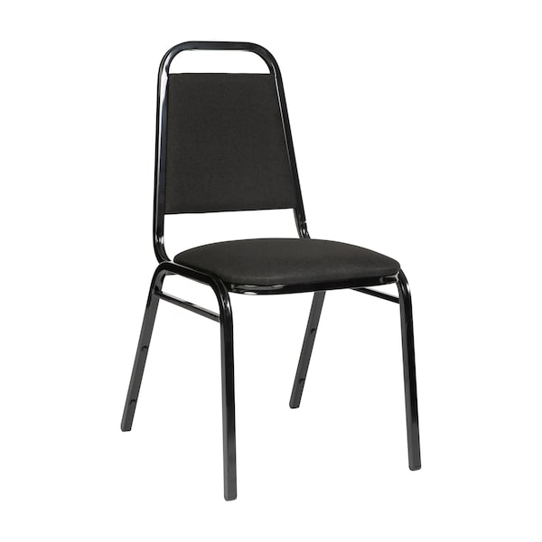 Flash Furniture HERCULES Series Trapezoidal Back Stacking Banquet Chair in Black Fabric - Black Frame - FD-BHF-2-BK-BK-GG