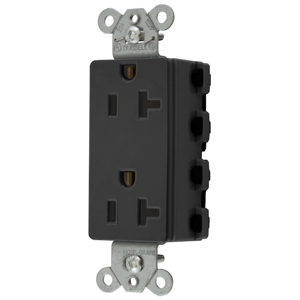 Hubbell Wiring Device-Kellems Straight Blade Devices, Receptacles, Style Line Decorator Duplex, SNAPConnect, 20A 125V, 2-Pole 3-Wire Grounding, Nylon, 5- 15R, Black, USA. - SNAP2162BKNA