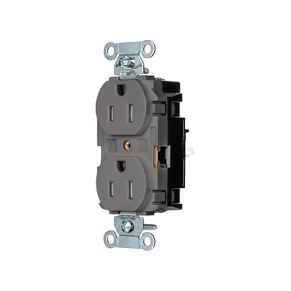 Hubbell Receptacle, 1/2 hp, 125V AC, NEMA 5-15R - 5262STGYTR