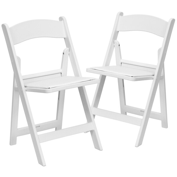 Flash Furniture White Resin Folding Chair - 2-LE-L-1-WHITE-GG