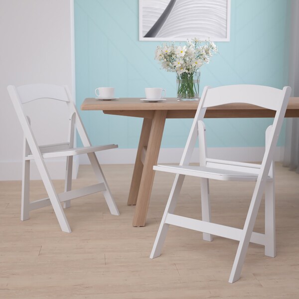 Flash Furniture White Resin Folding Chair - 2-LE-L-1-WHITE-GG
