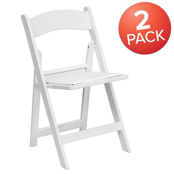 Flash Furniture White Resin Folding Chair - 2-LE-L-1-WHITE-GG