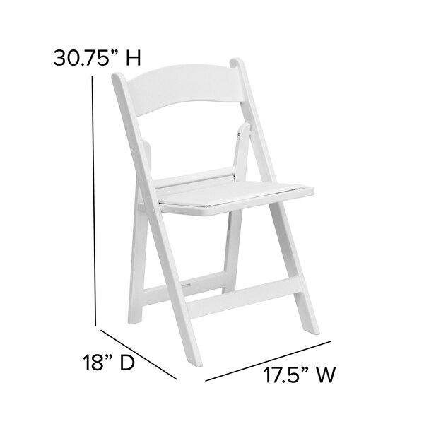 Flash Furniture White Resin Folding Chair - 2-LE-L-1-WHITE-GG