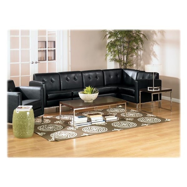Office Star Collection: Wall Street Arm Chair, Black Seat, Black Back, 27" W 28" L 31" H, Leather Seat - WST51RF-B18