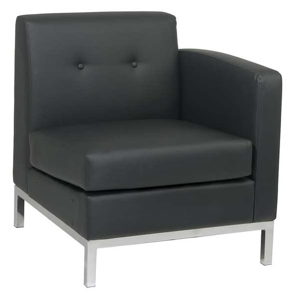 Office Star Collection: Wall Street Arm Chair, Black Seat, Black Back, 27" W 28" L 31" H, Leather Seat - WST51RF-B18