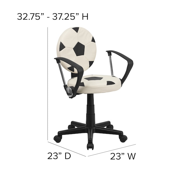 Flash Furniture Metal Task Chair, 17" to 21-1/2", Black and White - BT-6177-SOC-A-GG