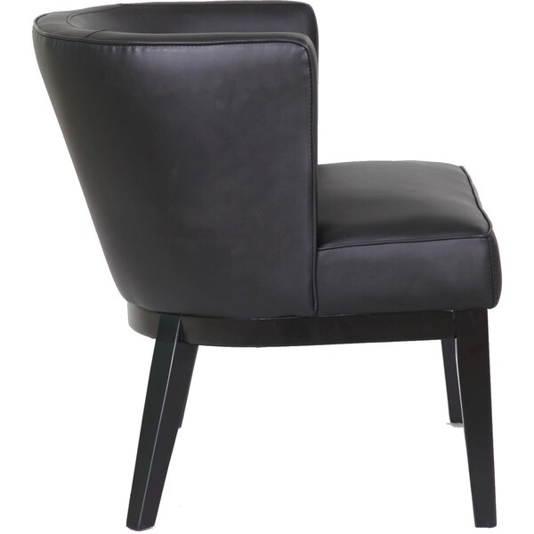 Boss Ava Accent Chair, Black Seat, Black Back, 25 1/2 in W 29" L 28" H, Fixed, Vinyl Seat - B529BK-BK