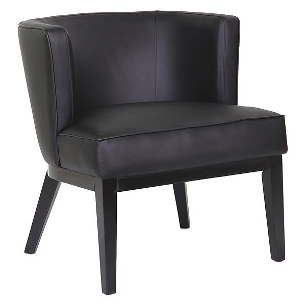 Boss Ava Accent Chair, Black Seat, Black Back, 25 1/2 in W 29" L 28" H, Fixed, Vinyl Seat - B529BK-BK