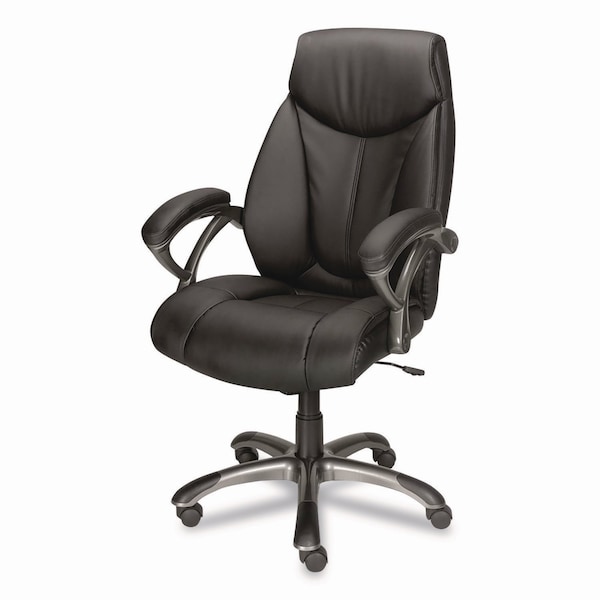 Workplace2.0 Ramsey Bonded Leather Manager Chair, 18.6in to 22.5in Seat Height, Black Seat/Back, Black Base - ST62216