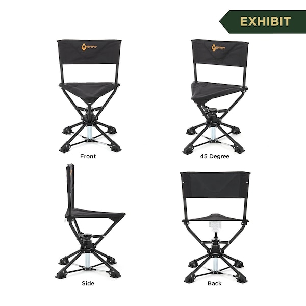 Arrowhead Outdoor 360Deg-Swiveling Compact Hunting Blind and Fishing Chair Stool Seat, Charcoal Black - KKS0261U