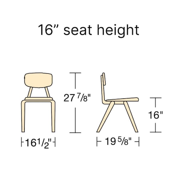 Virco 3000 Series 16" Classroom Chair, 3rd - 4th Grade with Nylon Glides - Wine Seat - 3016